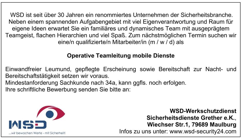Stellenanzeige 08.22 Weil