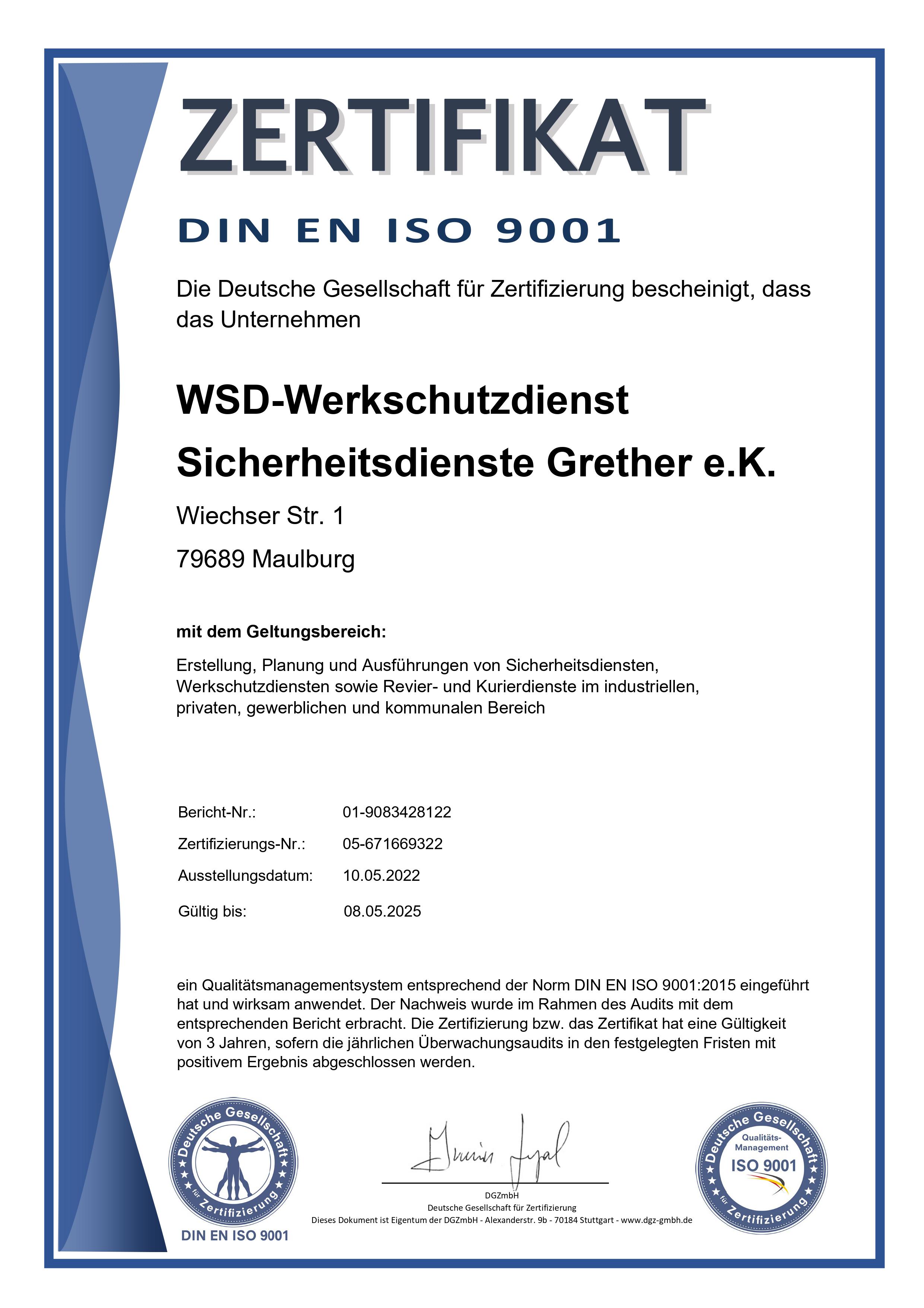 Zertifikat ISO 9001